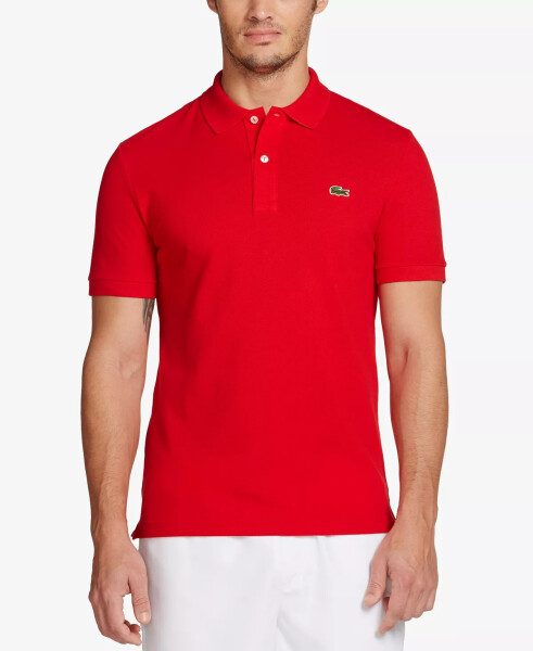 Erkek Slim Fit Kısa Kollu Ribalı Polo Tişört Kırmızı - 1