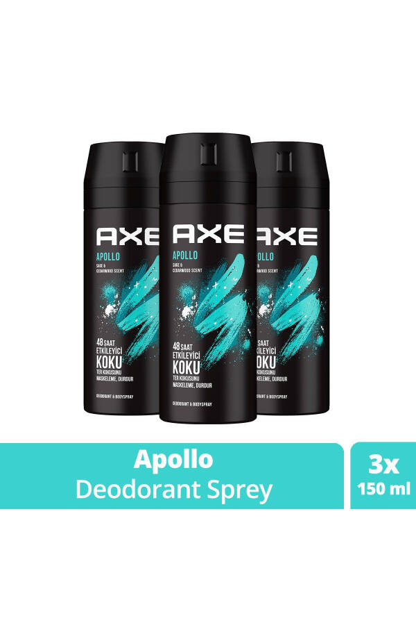 Erkek Sprey Deodorant Apollo 48 Saat Etkileyici Koku Vücut Spreyi 150 ml X3 Adet - 17