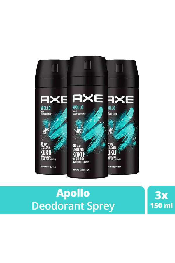 Erkek Sprey Deodorant Apollo 48 Saat Etkileyici Koku Vücut Spreyi 150 ml X3 Adet - 25