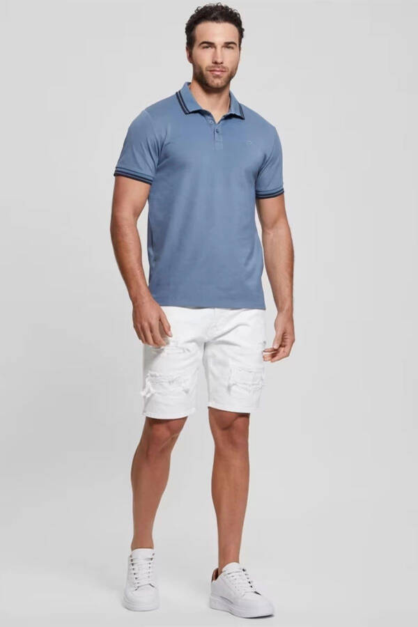 Erkek Ss Sports Pique Polo Yaka Mavi T-Shirt - 1