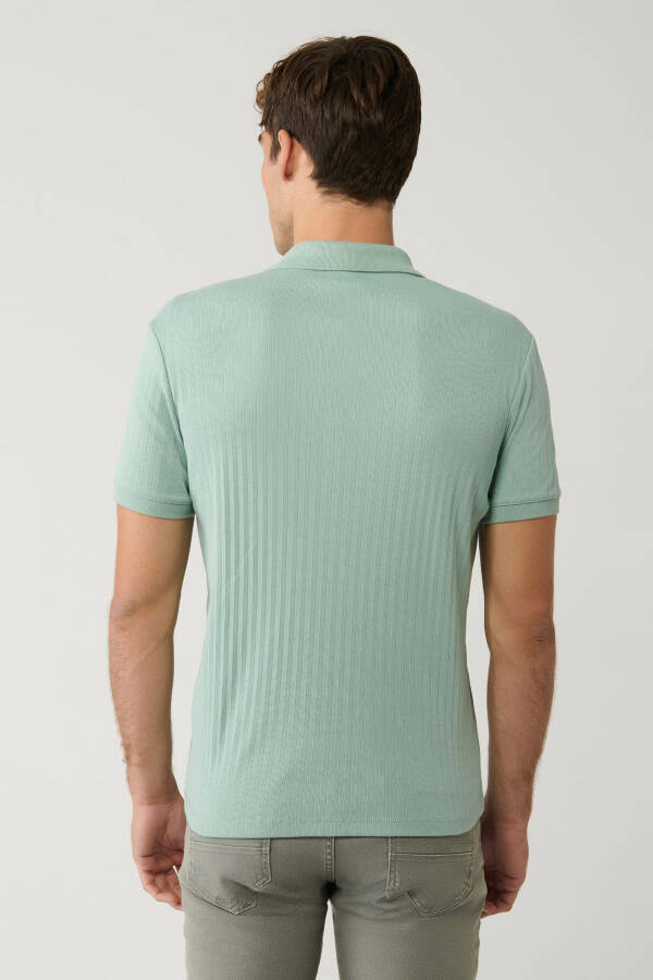 Erkek Su Yeşili 3 Düğmeli Polo Yaka T-shirt Jakarlı Regular Fit A41y1354 - 4