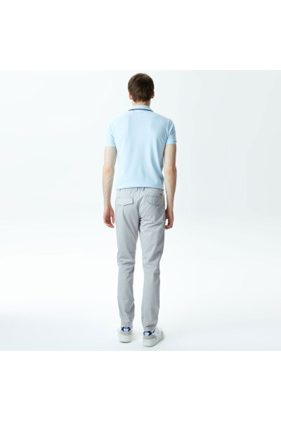 Erkek Tapered Fit Chino Gri Pantolon - 8