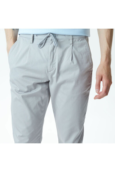 Erkek Tapered Fit Chino Gri Pantolon - 4