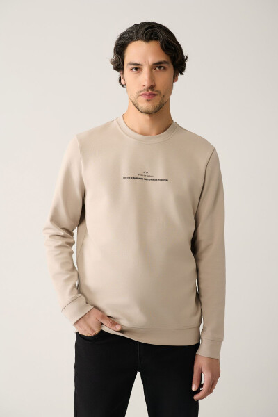 Erkek Taş Bisiklet Yaka Sweatshirt - 1