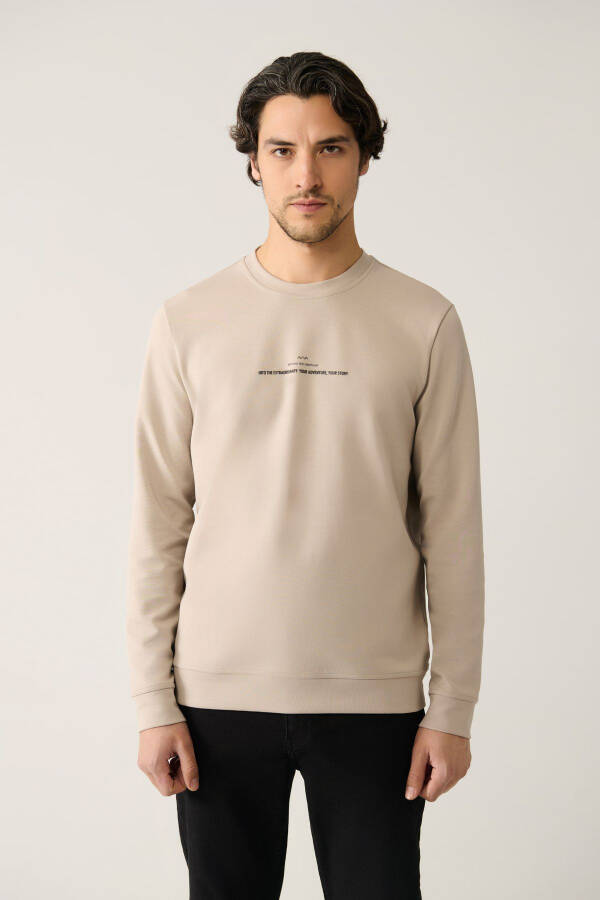 Erkek Taş Bisiklet Yaka Sweatshirt - 3