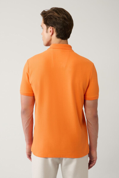 Erkek Turuncu %100 Pamuk Hızlı Kuruyan Regular Fit Kıvrılmayan Polo Yaka T-shirt B001032 - 9