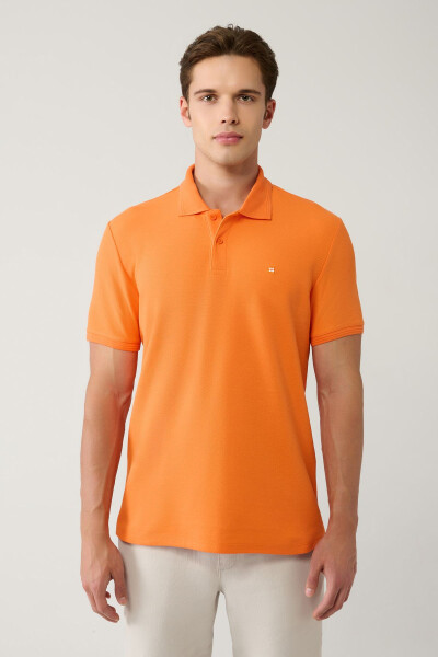 Erkek Turuncu %100 Pamuk Hızlı Kuruyan Regular Fit Kıvrılmayan Polo Yaka T-shirt B001032 - 3