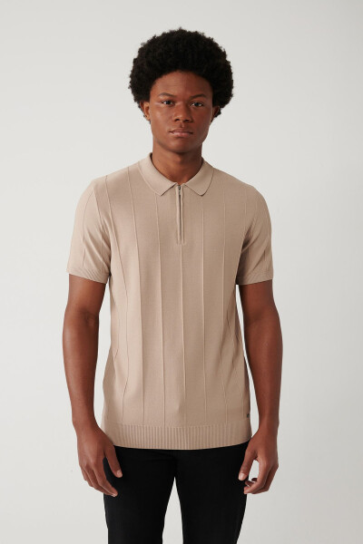 Erkek Vizon Polo Yaka T-shirt - 3