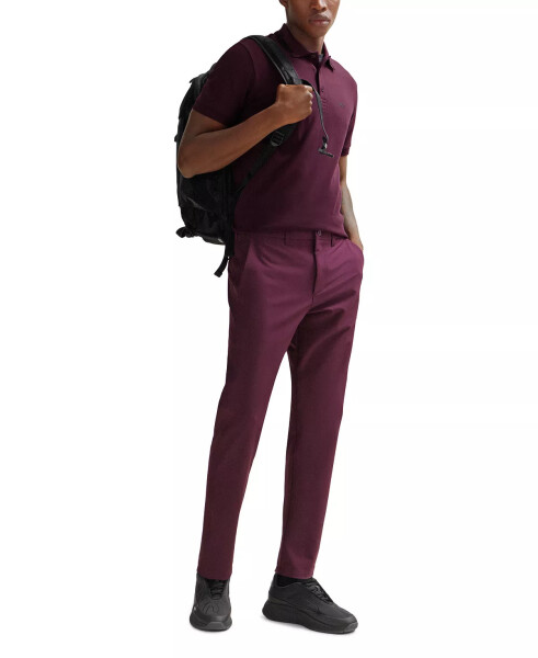 Erkek Yaka Grafikli Slim Fit Polo Tişört Merlot - 8