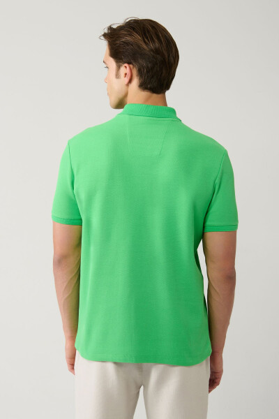 Erkek Yeşil %100 Pamuk Hızlı Kuruyan Regular Fit Kıvrılmayan Polo Yaka T-shirt B001032 - 4