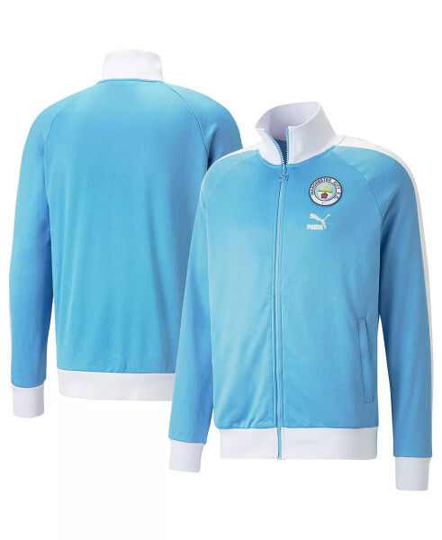 Erkekler Gök Mavisi Manchester City ftblHeritage T7 Raglan Tam Fermuarlı Track Ceket Gök Mavisi - 1