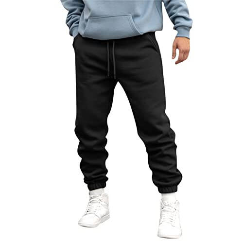 Erkekler İçin Bol Paça Sweatpant, Erkek Jogger Pantolon Casual Pamuklu Bol Fit Atletik Açık Hava Koşu Sweatpant Cepli - 3