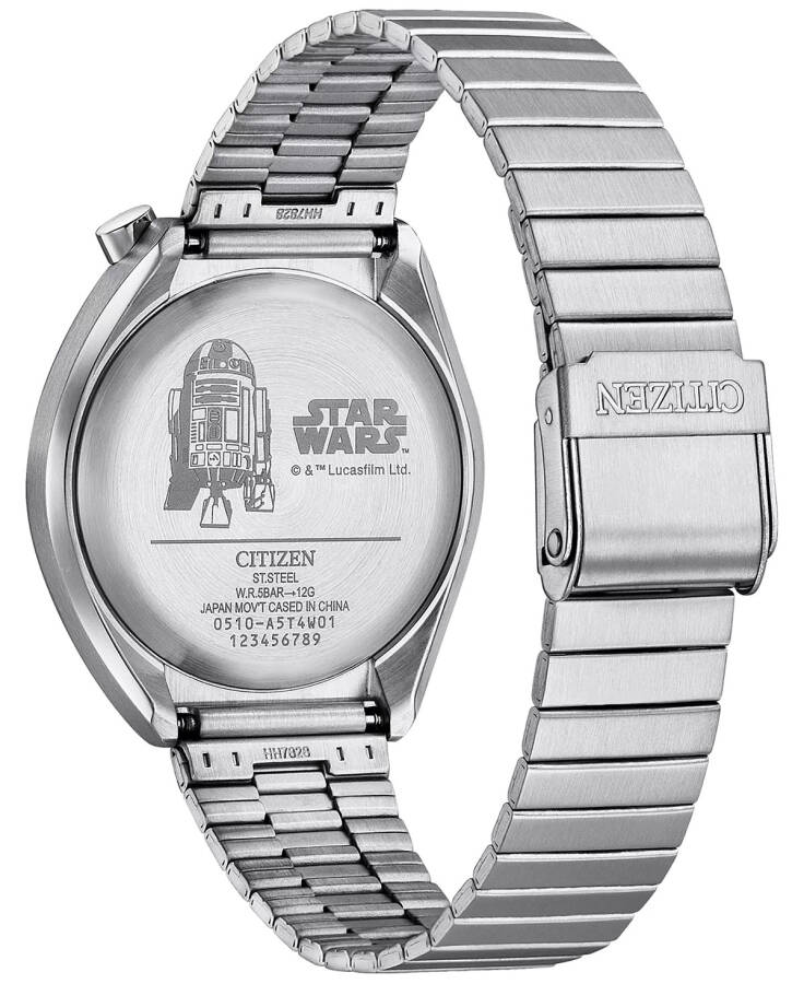 Erkekler için Yıldız Savaşları R2-D2 Paslanmaz Çelik Bileklik Saat 38mm Gümüş - 3