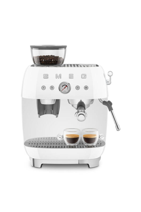 Espresso coffee machine with white grinder - 8