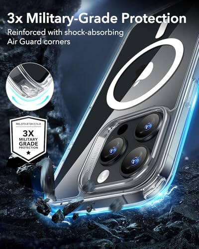 ESR Case for iPhone 16 Pro, Camera Control, MagSafe Compatible, Shockproof Military-Grade Protection, Magnetic Phone Case for iPhone 16 Pro, Classic Hybrid Case (HaloLock), Clear - 8