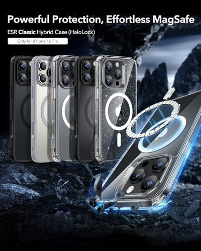 ESR Case for iPhone 16 Pro, Camera Control, MagSafe Compatible, Shockproof Military-Grade Protection, Magnetic Phone Case for iPhone 16 Pro, Classic Hybrid Case (HaloLock), Clear - 6