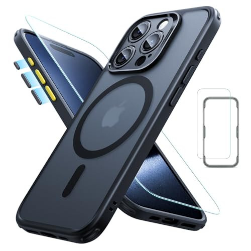 ESR for iPhone 15 Pro Max Case Set, Translucent Matte Case with Screen Protector, Compatible with MagSafe, Military-Grade Protection, Classic Series, Frosted Black - 1