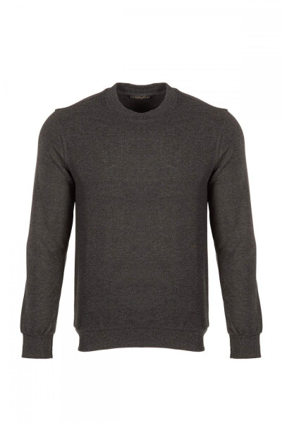 Büyük Beden Regular Fit Kadife Selanik Basic Erkek Bisiklet Yaka Sweatshirt - 1