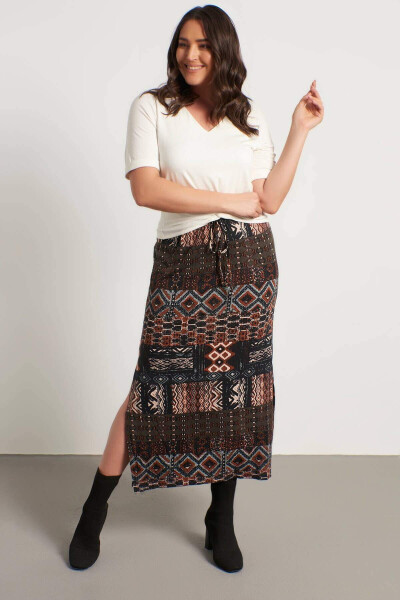 Ethnic Patterned Cotton Long Skirt - 1