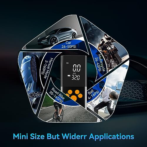 Etitlly Tire Inflator Portable Air Compressor, 150PSI Air Pump for Car Tires, 7800mAH Battery, 3X Faster Inflation Electric Air Pump with Digital Pressure Gauge and Led light, for Car, Motorcycle, Bike, Ball - 7