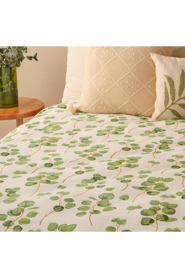 Eucalyptus Cotton Single Printed Duvet Cover Green (150x220 Cm) - 2