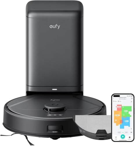 eufy X8 Pro Robot Vacuum Self-Empty Station, Twin-Turbine 2X 4,000 Pa Suction, 45 Days Hands-Free Cleaning iPath Laser, Pet Hair Deep Clean on Carpet, Smart Cleaner for Home with Pets - 1