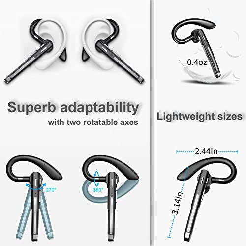 EUQQ Bluetooth Headset Single Ear Business Earbuds, Wireless Bluetooth Headset with Mic, Driving Headset with 800mAh Charging Case, 120 Hours Standby Time Bluetooth Earpiece, Fit for Call in Working - 4