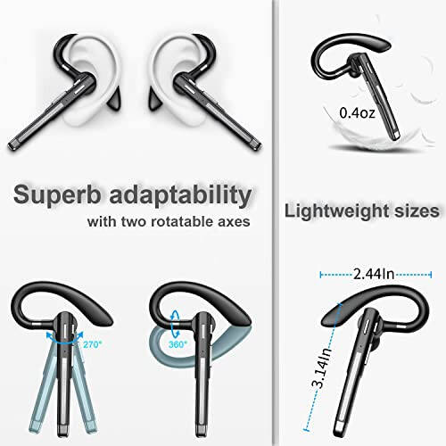 EUQQ Bluetooth Headset Single Ear Business Earbuds, Wireless Bluetooth Headset with Mic, Driving Headset with 800mAh Charging Case, 120 Hours Standby Time Bluetooth Earpiece, Fit for Call in Working - 4