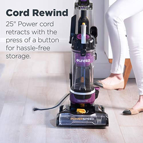 Eureka Pet Home, Bagless Cleaner Swivel Steering Powerful Lightweight Upright Vacuum Carpet and Floor, PowerSpeed NEU202 with Automatic Cord Rewind, Purple - 2