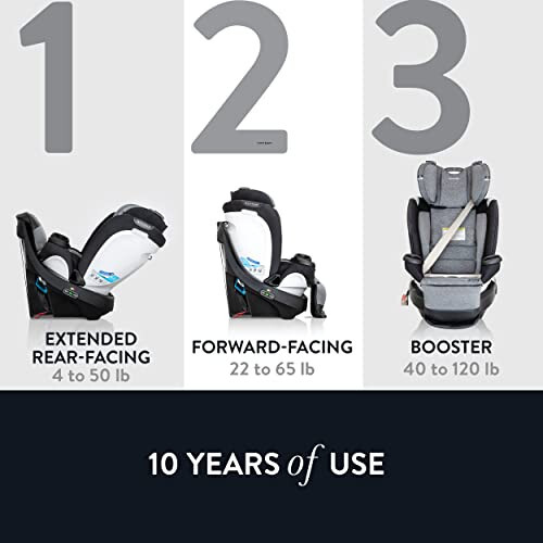 Evenflo Gold Revolve360 Extend All-in-One Rotational Car Seat with SensorSafe (Moonstone Gray) - 8