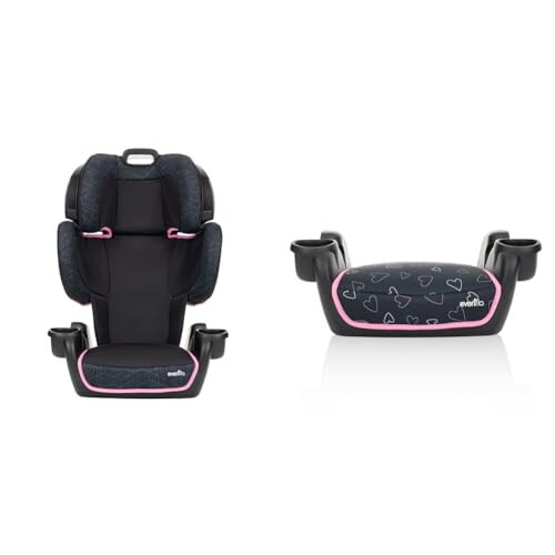 Evenflo GoTime LX High Back Booster Car Seat & GoTime No Back Booster Car Seat (Amore Pink) - 1