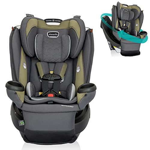 Evenflo Revolve360 Extend Rotational All-in-One Convertible Car Seat with Quick Clean Cover, 360° Rotation, Rear-Facing Up to 50 Lbs, Rockland Green - 1