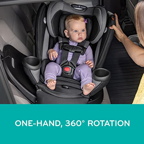 Evenflo Revolve360 Extend Rotational All-in-One Convertible Car Seat with Quick Clean Cover, 360° Rotation, Rear-Facing Up to 50 Lbs, Rockland Green - 6