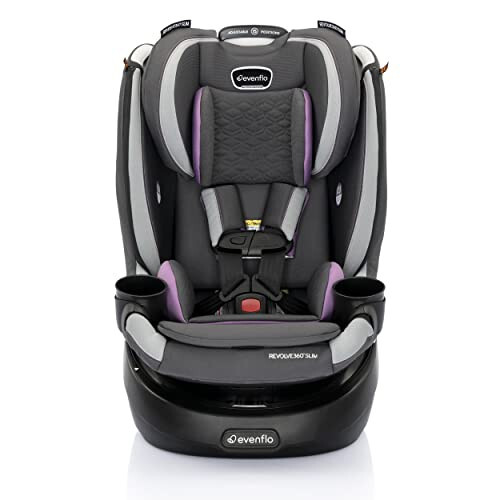 Evenflo Revolve360 Slim 2-in-1 Rotational Car Seat with Quick Clean Cover (Sutton Purple) - 7