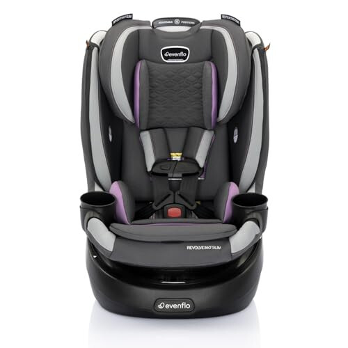 Evenflo Revolve360 Slim 2-in-1 Rotational Car Seat with Quick Clean Cover (Sutton Purple) - 1