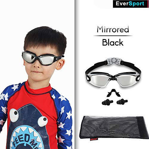 EverSport Kids Swim Goggles, Pack of 2 Swimming Goggles for Children Teens, Anti-Fog Anti-UV Youth Swim Glasses for Age4-16 - 86