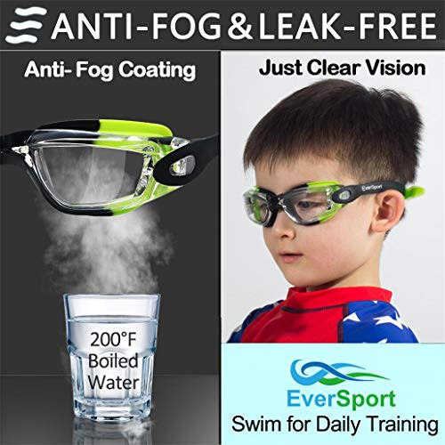 EverSport Kids Swim Goggles, Pack of 2 Swimming Goggles for Children Teens, Anti-Fog Anti-UV Youth Swim Glasses for Age4-16 - 49