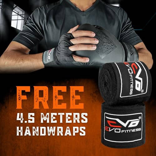 EVO Boxing Gloves with Hand Wraps for Men and Women with Leather Pro Gel for Muay Thai Kick Boxing Sparring Fighting & Training - 5