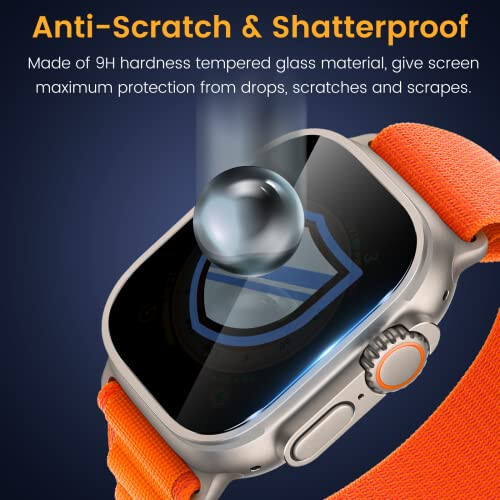 EWUONU [3 Pack Privacy Screen Protector for Apple Watch Ultra 2/Ultra 49mm Accessories, Anti-peep Tempered Glass Screen Protector Scratch Resistant Waterproof Anti-Spy Cover for iwatch Ultra 2/Ultra - 5