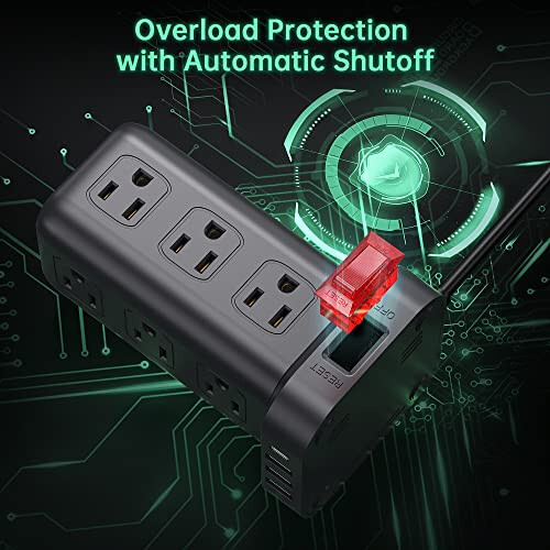 Extension Cord with Multiple Outlets, Surge Protector Power Strip Tower, 12 AC 4 USB，Surge Protector Tower 6.5FT Overload Protection for Home Office - 2