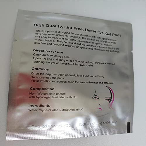 Eye Gel Patches, Under Eye Pads Lint Free Lash Extension Eye Gel Patches for Eyelash Extension (100) - 6