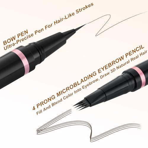 Eyebrow Pencil, 2-in-1 Waterproof Eyebrow Pen with 4 Tip Brow Pen and Ultra-Precise Brow Pencil, with Dual-ended Eyebrow Brush, Eyebrow Makeup for Natural Looking Eyebrows - Dark Brown - 2