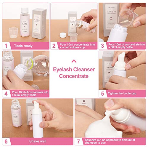 Eyelash Cleanser Concentrate 100ml prolong lash Cleanser ，Oil-Free Eyelash Extension Shampoo Perfect for Professional Salon-Can Make Ten 60ml bottles of Lash Shampoo，Rose - 4