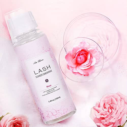 Eyelash Cleanser Concentrate 100ml prolong lash Cleanser ，Oil-Free Eyelash Extension Shampoo Perfect for Professional Salon-Can Make Ten 60ml bottles of Lash Shampoo，Rose - 5