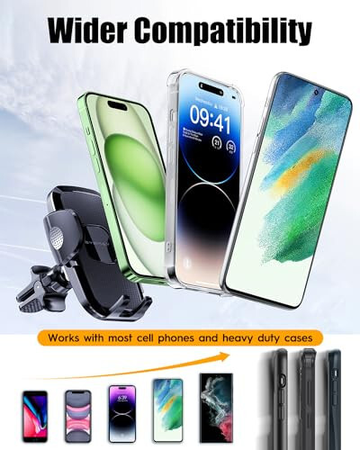 Eyemay 2024 Gelişmiş Araç Telefon Tutucu - [ Çukurlu Yollar Dostu ] Araba Gösterge Paneli Ön Cam Havalandırma Deliği 3'ü 1 Arada, El Serbest Tutucu iPhone 15 14 13 12 Pro Max Samsung Tüm Cep Telefonları İçin - 4