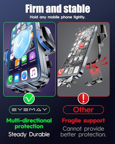 Eyemay 2024 Gelişmiş Araç Telefon Tutucu - [ Çukurlu Yollar Dostu ] Araba Gösterge Paneli Ön Cam Havalandırma Deliği 3'ü 1 Arada, El Serbest Tutucu iPhone 15 14 13 12 Pro Max Samsung Tüm Cep Telefonları İçin - 7