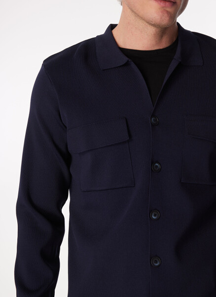 Fabrika Basic Navy Blue Men's Plain Jacket - 4