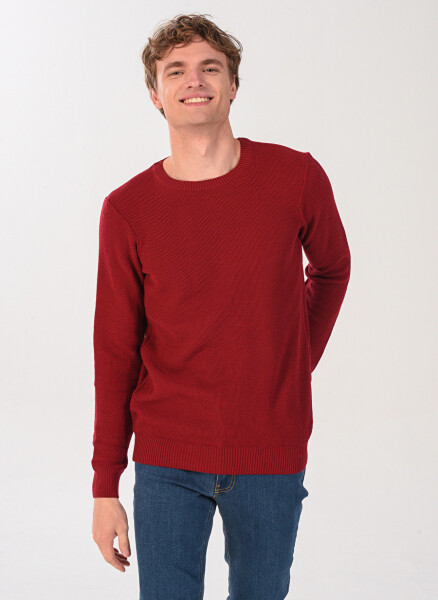 Fabrika Bicycle Neck Honeycomb Burgundy Men's Sweater - 1