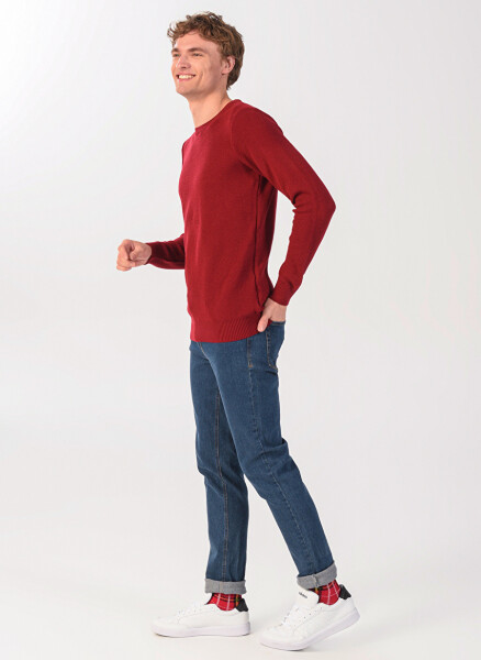 Fabrika Bicycle Neck Honeycomb Burgundy Men's Sweater - 4