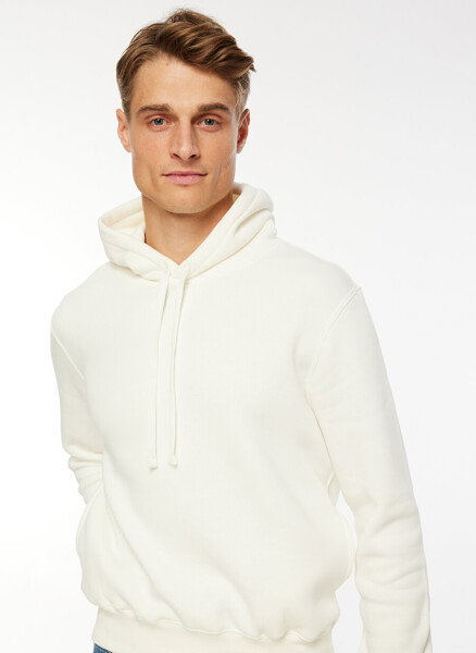 Fabrika Krem Erkek Kapüşonlu Regular Fit Düz Sweatshirt 23ast02 - 1